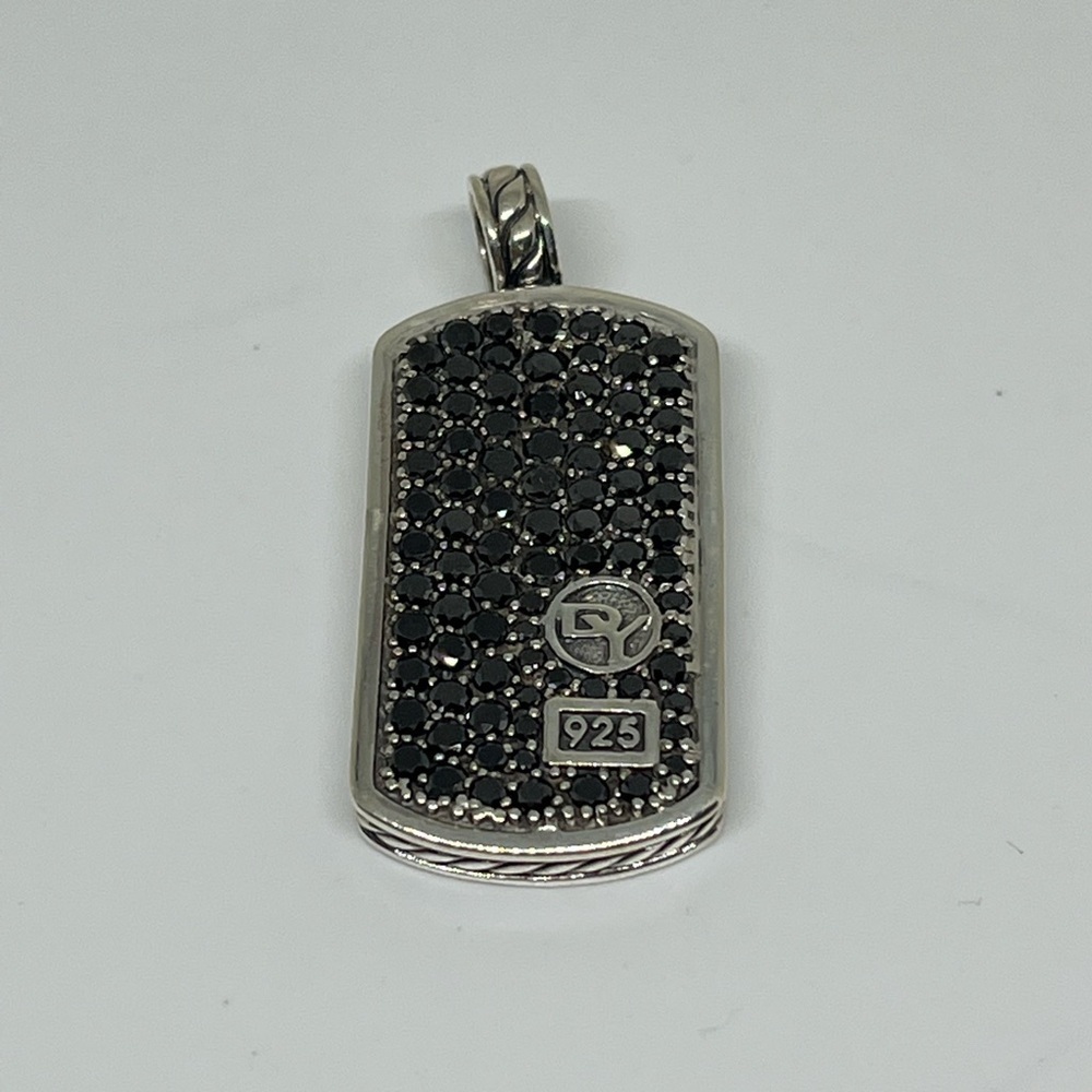 David Yurman dog tag pendent with black diamonds